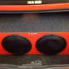 Custom installation of JL Audio speakers and speaker box in trunk of Dodge Challenger
