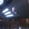 Display of overhead speakers and lights in Ford Party Bus